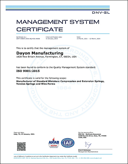 Dayon ISO Certification